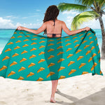 Teal Pizza Pattern Print Beach Sarong Wrap