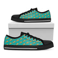Teal Pizza Pattern Print Black Low Top Sneakers