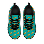 Teal Pizza Pattern Print Black Sneakers