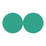 Teal Pizza Pattern Print Car Coasters