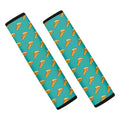 Teal Pizza Pattern Print Car Seat Belt Covers