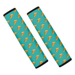 Teal Pizza Pattern Print Car Seat Belt Covers