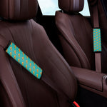 Teal Pizza Pattern Print Car Seat Belt Covers