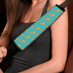 Teal Pizza Pattern Print Car Seat Belt Covers