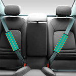 Teal Pizza Pattern Print Car Seat Belt Covers