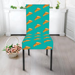 Teal Pizza Pattern Print Dining Chair Slipcover
