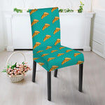 Teal Pizza Pattern Print Dining Chair Slipcover