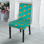 Teal Pizza Pattern Print Dining Chair Slipcover