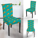 Teal Pizza Pattern Print Dining Chair Slipcover