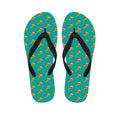 Teal Pizza Pattern Print Flip Flops