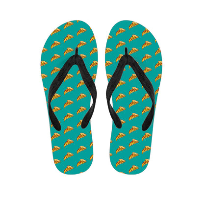 Teal Pizza Pattern Print Flip Flops