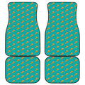Teal Pizza Pattern Print Front and Back Car Floor Mats
