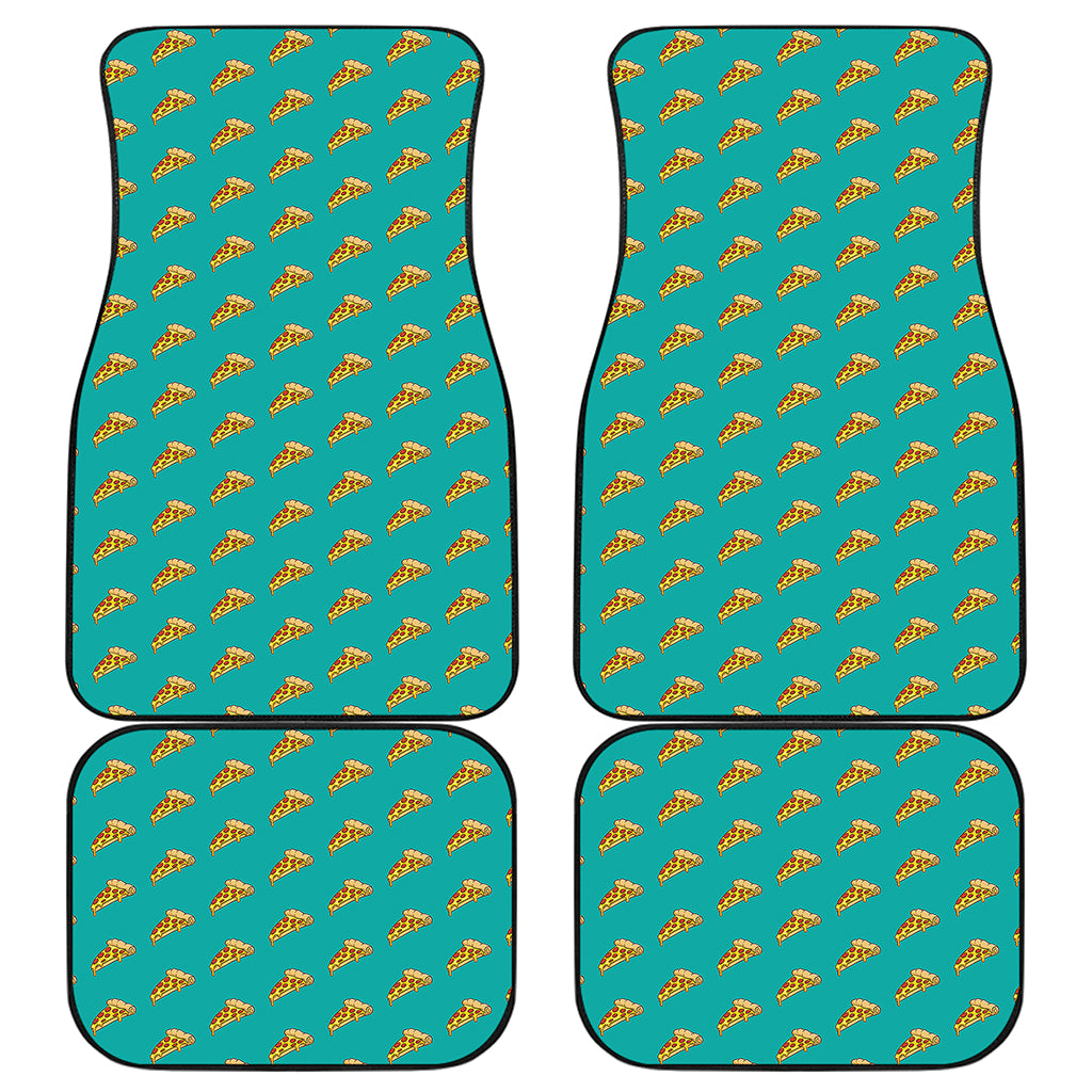 Teal Pizza Pattern Print Front and Back Car Floor Mats