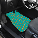 Teal Pizza Pattern Print Front and Back Car Floor Mats