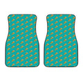 Teal Pizza Pattern Print Front Car Floor Mats