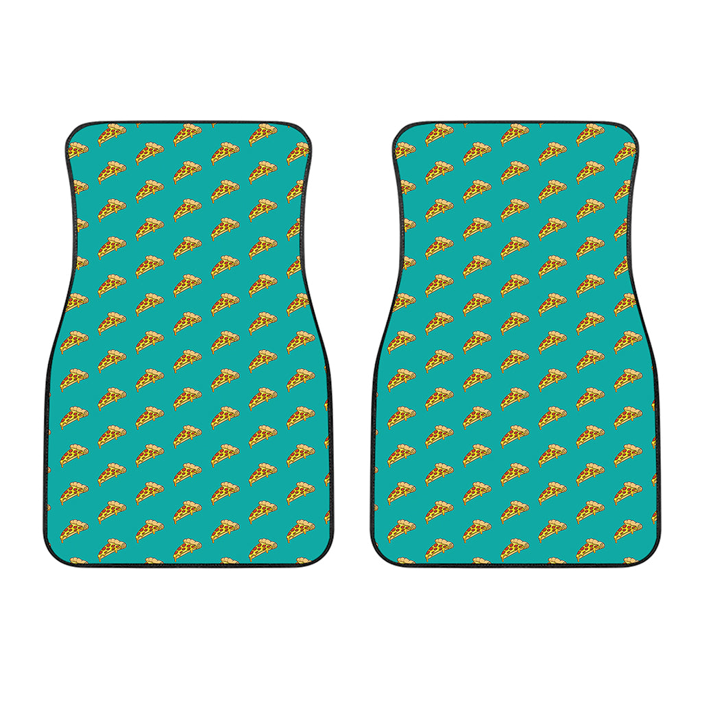 Teal Pizza Pattern Print Front Car Floor Mats