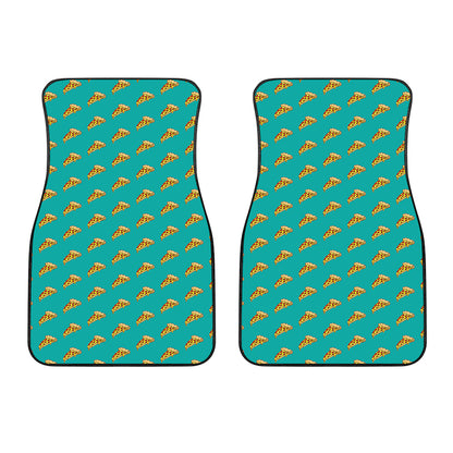 Teal Pizza Pattern Print Front Car Floor Mats