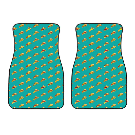 Teal Pizza Pattern Print Front Car Floor Mats