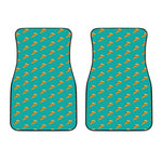 Teal Pizza Pattern Print Front Car Floor Mats