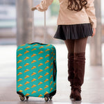 Teal Pizza Pattern Print Luggage Cover