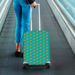 Teal Pizza Pattern Print Luggage Cover
