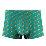 Teal Pizza Pattern Print Men's Boxer Briefs