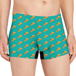 Teal Pizza Pattern Print Men's Boxer Briefs