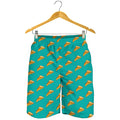 Teal Pizza Pattern Print Men's Shorts
