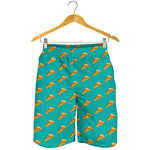 Teal Pizza Pattern Print Men's Shorts