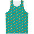 Teal Pizza Pattern Print Men's Tank Top