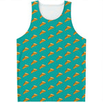 Teal Pizza Pattern Print Men's Tank Top