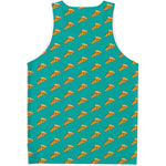 Teal Pizza Pattern Print Men's Tank Top