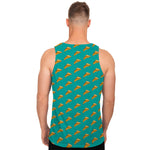 Teal Pizza Pattern Print Men's Tank Top