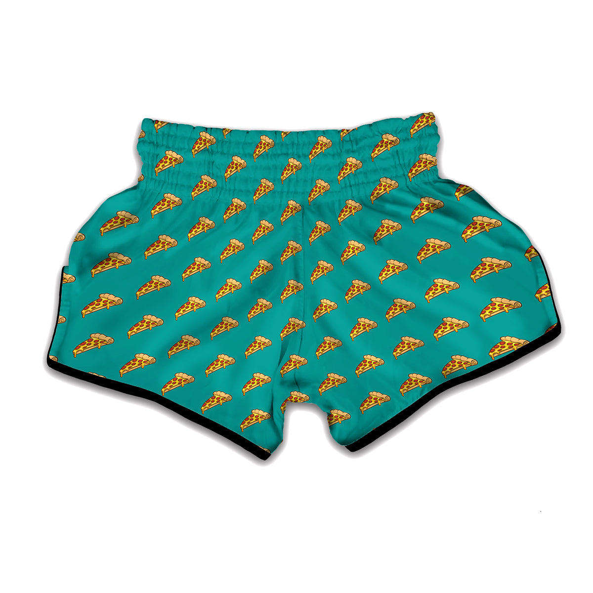 Teal Pizza Pattern Print Muay Thai Boxing Shorts