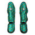 Teal Pizza Pattern Print Muay Thai Shin Guards