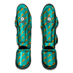 Teal Pizza Pattern Print Muay Thai Shin Guard
