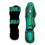 Teal Pizza Pattern Print Muay Thai Shin Guard