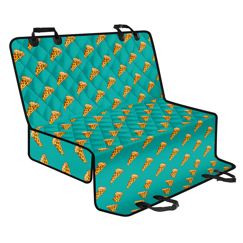 Teal Pizza Pattern Print Pet Car Back Seat Cover