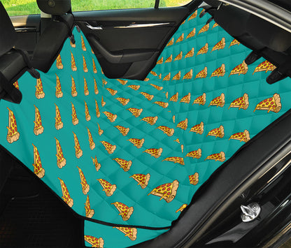Teal Pizza Pattern Print Pet Car Back Seat Cover
