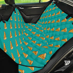 Teal Pizza Pattern Print Pet Car Back Seat Cover