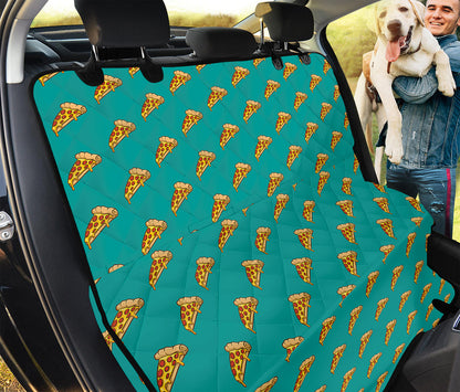 Teal Pizza Pattern Print Pet Car Back Seat Cover