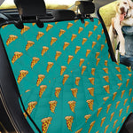 Teal Pizza Pattern Print Pet Car Back Seat Cover