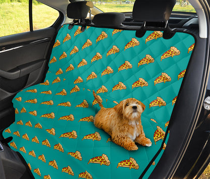 Teal Pizza Pattern Print Pet Car Back Seat Cover