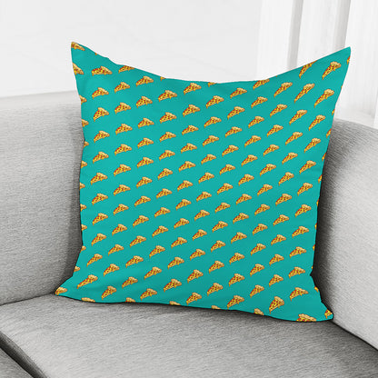 Teal Pizza Pattern Print Pillow Cover