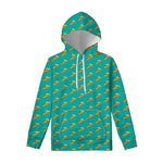 Teal Pizza Pattern Print Pullover Hoodie
