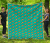 Teal Pizza Pattern Print Quilt
