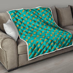 Teal Pizza Pattern Print Quilt