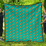 Teal Pizza Pattern Print Quilt