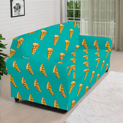 Teal Pizza Pattern Print Sofa Cover