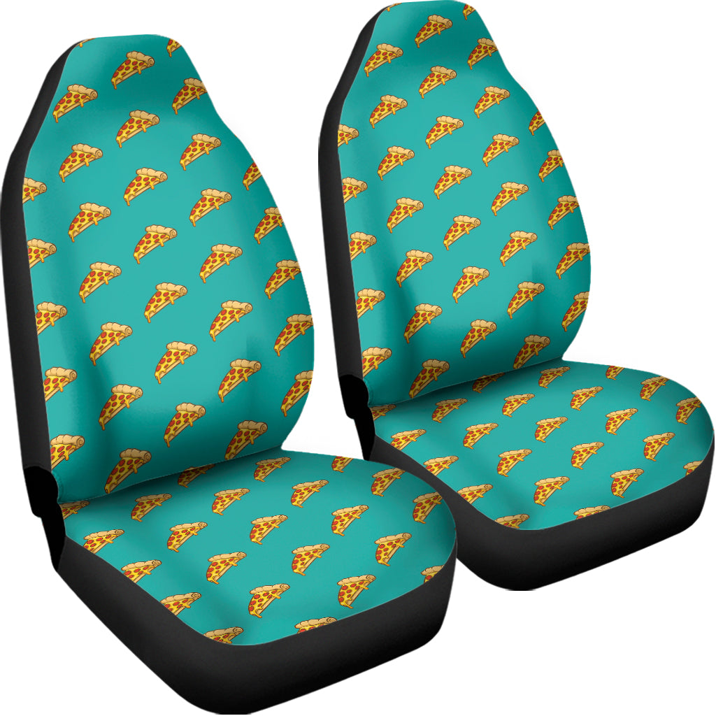 Teal Pizza Pattern Print Universal Fit Car Seat Covers